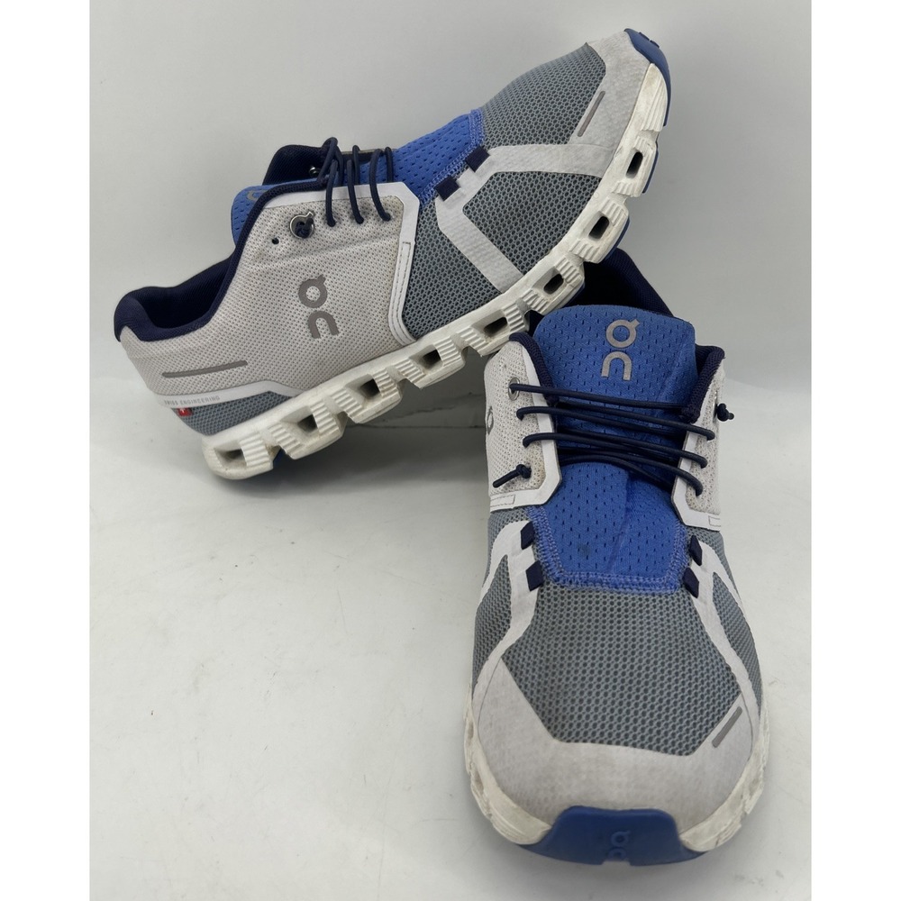 On Cloud 5 Push Sneakers White With Blue Mesh Women's Size 10.5